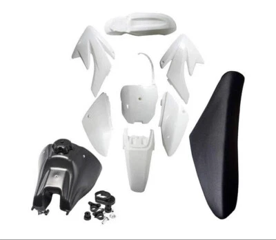 Kit de guardabarros de plástico blanco + asiento + tanque de combustible para Honda CRF70 XR70 Pit Bike CRF70F Foto 1 de 4