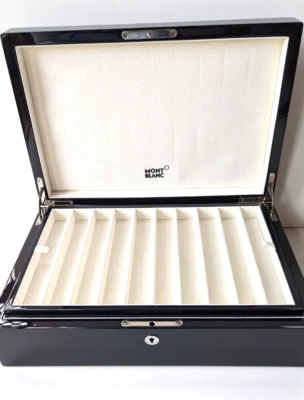 NIB MONTBLANC Black Lacquered Collectors Box - 20 Pen Capacity Suede Authentic - Image 1 of 4