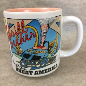 Six Flags Great America Vtg Coffee Mug Cup Shockwave Roller Coaster Eagle Splash - Picture 1 of 7