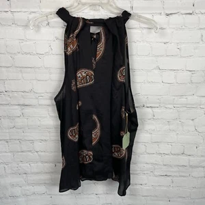 Ryegrass Blouse Black Paisley Keyhole Sleeveless Sheer Blouse Size XL - Picture 1 of 9