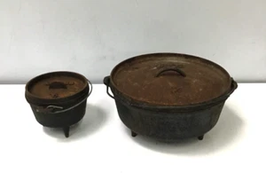 Lodge- Lot Of 2 Cast Iron Dutch Ovens - Picture 1 of 9