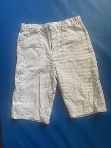 Osh Kosh Genuine Girl Pink Striped Embroidered Floral Pants Capris Crop Size 5T - Picture 1 of 5