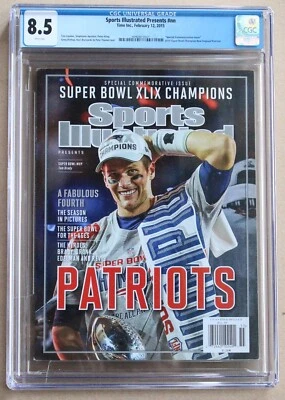 Revista Sports Illustrated Tom Brady 12 de febrero de 2015 CGC 8,5 SIN ETIQUETA Patriots Foto 1 de 3