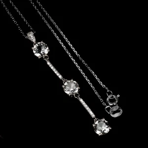 925 Sterling Silver Necklace Round Morganite 6mm Cz Gemstone Jewelry 18 - Picture 1 of 10