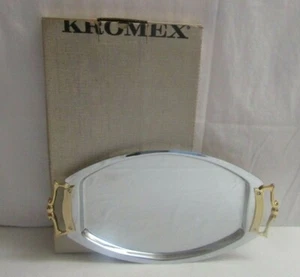 Bandeja para servir vintage de artículos de regalo navideños KROMEX forma ovalada con caja 9 1/4" x 16 1/2" - Imagen 1 de 6