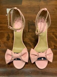 Red Valentino Light Pink Wooden Wedge Heels W/ Bows, Size 8 (US) 38 (EUR)