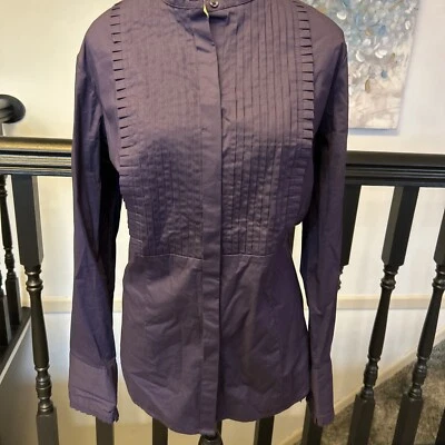 Blusa MERONA Mujer Talla XL Púrpura Modal/Poliéster Volantes Botón Manga Larga Foto 1 de 4