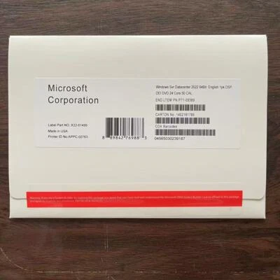 New Factory Sealed Microsoft Windows Server 2022 Datacenter Core 50 CALs 24 Core - Image 1 of 2