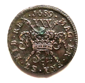 Ireland - Gunmoney. 1689 Sepr: - James 11, Halfcrown.. Large size.. gVF - Imagen 1 de 2