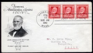 US TO CHILE COVER 1940 JOHN. G. WHITTIER POET WRITER HAVERHILL, MA - TOCOPILLA - Picture 1 of 2