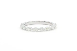 Oro Blanco 14k y Diamante Marquesa Gatos Apilamiento de Ojos Moda Banda de Boda 0,75ctw - Imagen 1 de 7