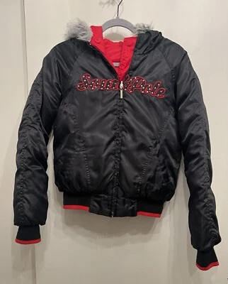 Vintage SOUTHPOLE Reversible Bomber Hooded Puffer Jacket Y2K Fur RARE Size Large - Image 1 of 4