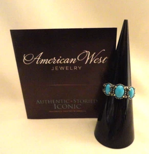 AMERICAN WEST CAROLYN POLLACK TURQUOISE AND STERLING SILVER RING SIZE 5.5🌺 - Picture 1 of 4