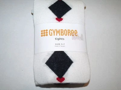 NUEVO CON ETIQUETAS Medias Gymboree Colegialas Rock Marfil Negro Diamantes Corazones Rojos Algodón 5-7 Foto 1 de 2