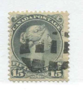 1868 Canada 15 cents Large Queen struck by a cork - Foto 1 di 1