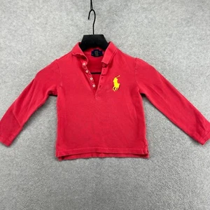 Polo Ralph Lauren Shirt Girls Size 5 Pink Long Sleeve Polo Pique Big Pony - Picture 1 of 11