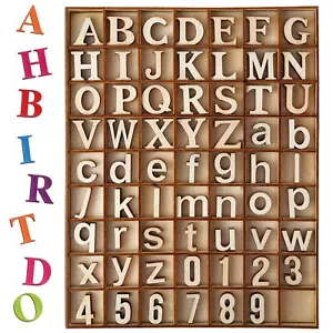 248 Pcs 1 Inch Wood Alphabet Letters and Wooden Numbers Blank Unfinished Wood... - Picture 1 of 7