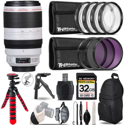 Canon EF 100-400mm IS II USM Lens +MACRO, UV-CPL-FLD Filter - 32GB Accessory Kit - Image 1 of 4