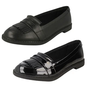 Girls Clarks Smart Slip On School Shoes Scala Bright - Picture 1 of 19
