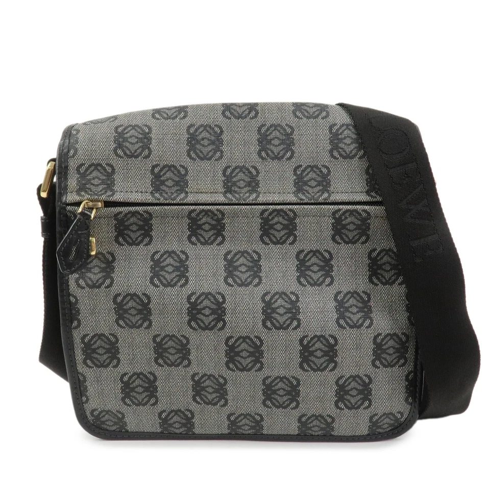 LOEWE Repeat Anagram PVC Leather Shoulder Bag Crossbody Bag Black Auth Used F/S - Image 1 of 4