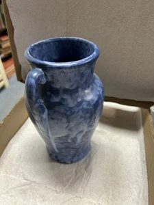 Pennello anni '30 McCoy blu nuovo art vellum vaso manico 8,25" - Foto 1 di 6