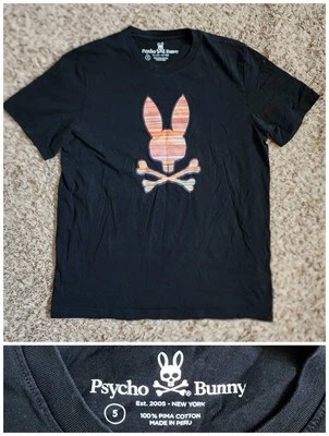 Camiseta Psycho Bunny Negra Hombre Talla 5 Pequeña Manga Corta Logo Multicolor Foto 1 de 4