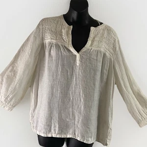 Joie Damen LG 100% Leinen weiß Crinkle Top Bluse Bauer Bohemian ruhig Luxus - Bild 1 von 10