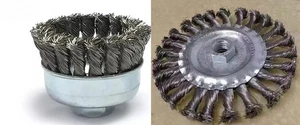 5" Confezione 4 Spazzole Tazza Acciaio Inox Filo Nodo Torsione Filo Ruota Acciaio Carbonio - Foto 1 di 8