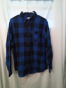 Magellan Shirt Men M Long Sleeve Button Down Pocket Plaid Blue Black - Picture 1 of 15