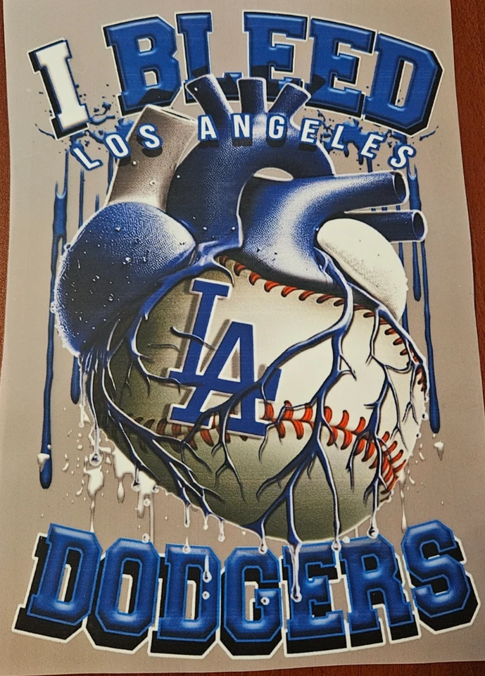 Los Angeles Dodgers Colorful 8" DTF Heat Transfer Iron On FREE Shipping (C3/1) - Image 1 of 1