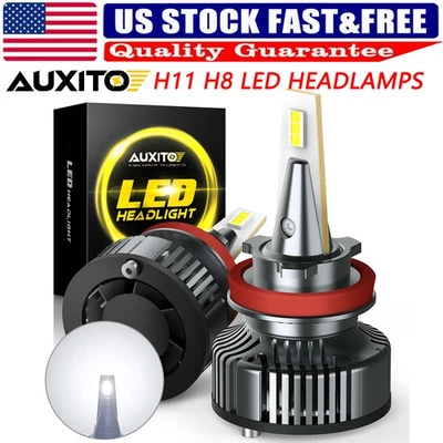 AUXITO H11 H8 White LED Headlight Bulbs Kit High Low Beam CANBUS For 2021 Jeep - Image 1 of 4