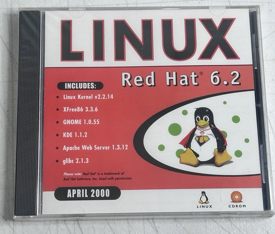 Sealed Linux Red Hat 6.2 CD ROM OS Software April 2000 New Old Stock - Image 1 of 4