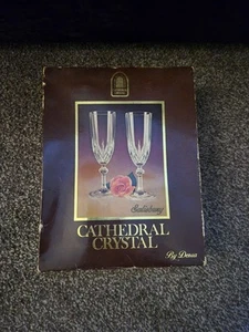 Cathedral Lead Crystal Salisbury Champagne - Two Flutes Boxed By Dema - Picture 1 of 6