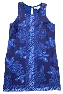 Tommy Bahama Shibori Border Etuikleid Damen S/Pet blau Blumen Urlaub gefüttert - Bild 1 von 16