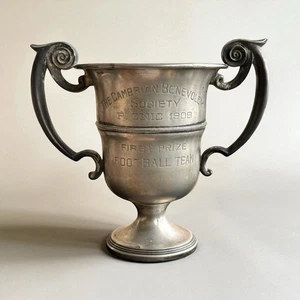 Antique Football Trophy 1909 First Prize Loving Cup Chicago Adelphi Silverplate - Picture 1 of 12