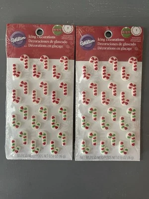 2件装圣诞糖果甘蔗装饰威尔顿全新食用纸杯蛋糕蛋糕顶饰  — 第 1/3 张图片