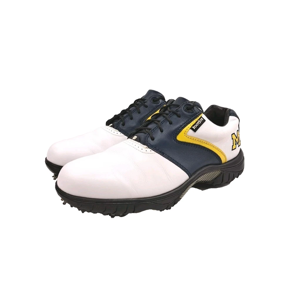 Zapatos de golf FootJoy Contour Series para hombre talla 7,5 M de cuero blanco marrón Foto 1 de 4