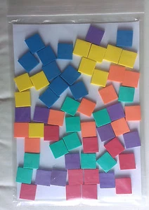 Contadores Cuadrados-25mm Espuma-Pack 60-(10 Rojo, Azul, Amarillo, Verde, Naranja y Morado) - Imagen 1 de 2