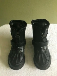 POLO RALPH LAUREN GARCONS/CHICOS TODDLER BOYS BLACK LEATHER ZIP-UP BOOTS SIZE 8 - Picture 1 of 7