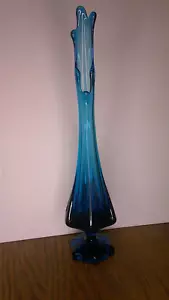 vintage Viking Blue Nique MCM blue swung vase 14" high 6 fingers on vase Z143 - Picture 1 of 8