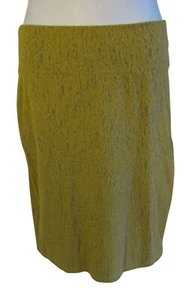 LuLaRoe M Mustard Yellow Textured Fabric Knit Cassie Style Pencil Skirt Stretch - Picture 1 of 3
