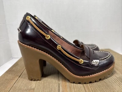 Sperry Top-Sider  Women Size 6.5 Burgundy Patent Leather Rubber Block Heels - Image 1 of 4
