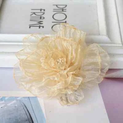 3 1/2"wide Handmade Chiffon Fabric Artificial Flower price for 1 pc select color - Image 1 of 3