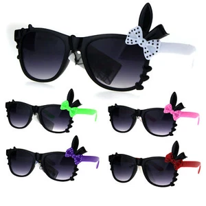 Kids Girls Child Size Bow Bunny Ear Horned Sunglasses - Picture 1 of 21