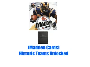 Madden NFL 2003 Historic Teams Unlocked Madden Cards Save File PlayStation 2 PS2 - Picture 1 of 1