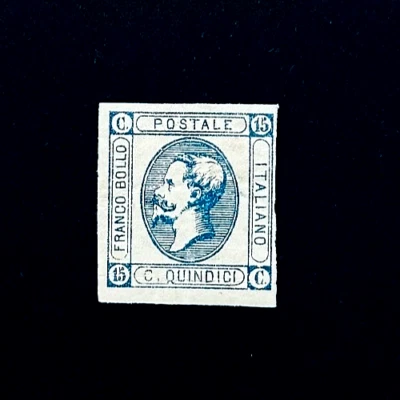 Марка Италии - 1863 King Vittorio Emanuele II Imperf Sn 23 MHR r66🔥 - Изображение 1 из 2