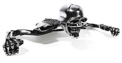 Totenkopf Skelett Skull Visor Chrom Ornament Rücklicht flach f. Harley Universal - Bild 1 von 2