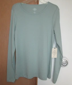 St. John's Bay-Misses Size S (4-6) Crew Neck Long Sleeve T-Shirt-Bayberry Green - Picture 1 of 3