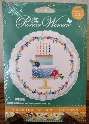 Pioneer Woman Happy Birthday Cake Foil Mylar Balloon 18" HELIUM or AIR - Image 1 of 2
