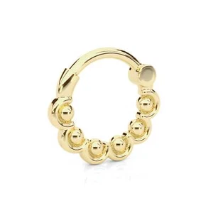 14K Yellow Gold Clicker Septum Hoop Nose Piercing Jewelry 16g Handmade Jewelry - Picture 1 of 9